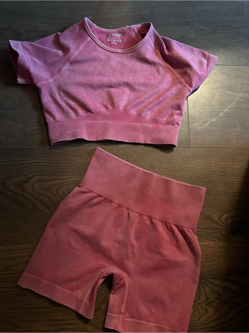 Pink & Gray Athletic Crop Top Set Size XS